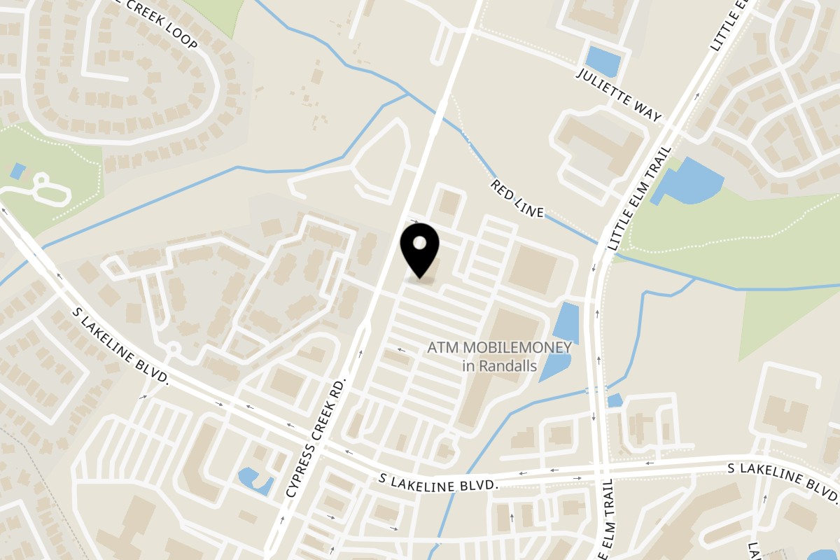 Map showing the location of Levant Halal Mediterranean Cafe Cafe & Grill on 1320 Cypress Creek Road #105 in Cedar Park